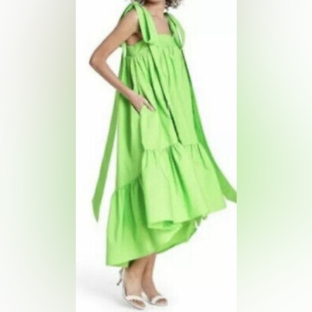 Christopher John Rogers + Target Green Hi-low Dress With Shoulder size XS - Picture 2 of 11